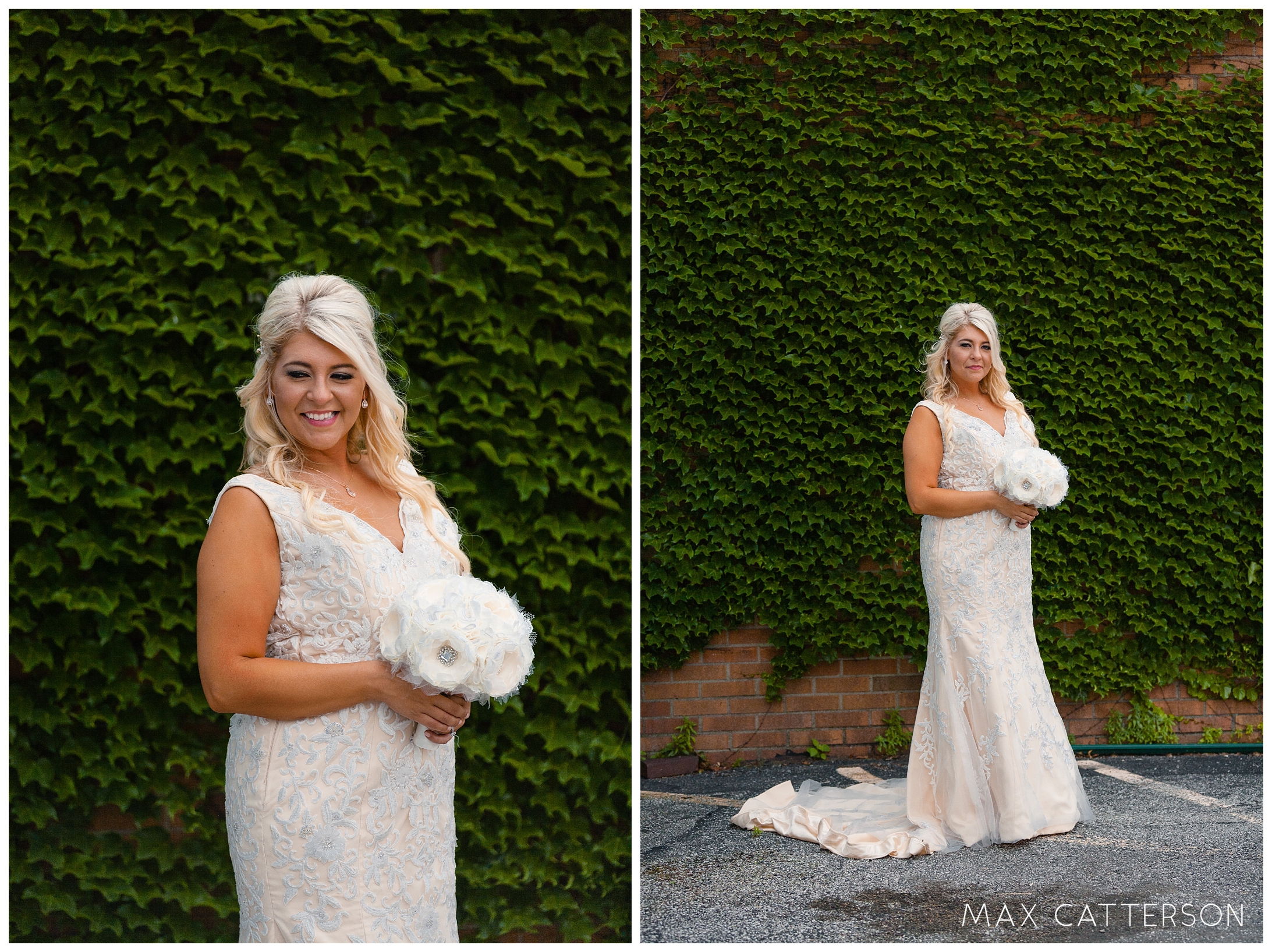 bridal portrait in front of ivy