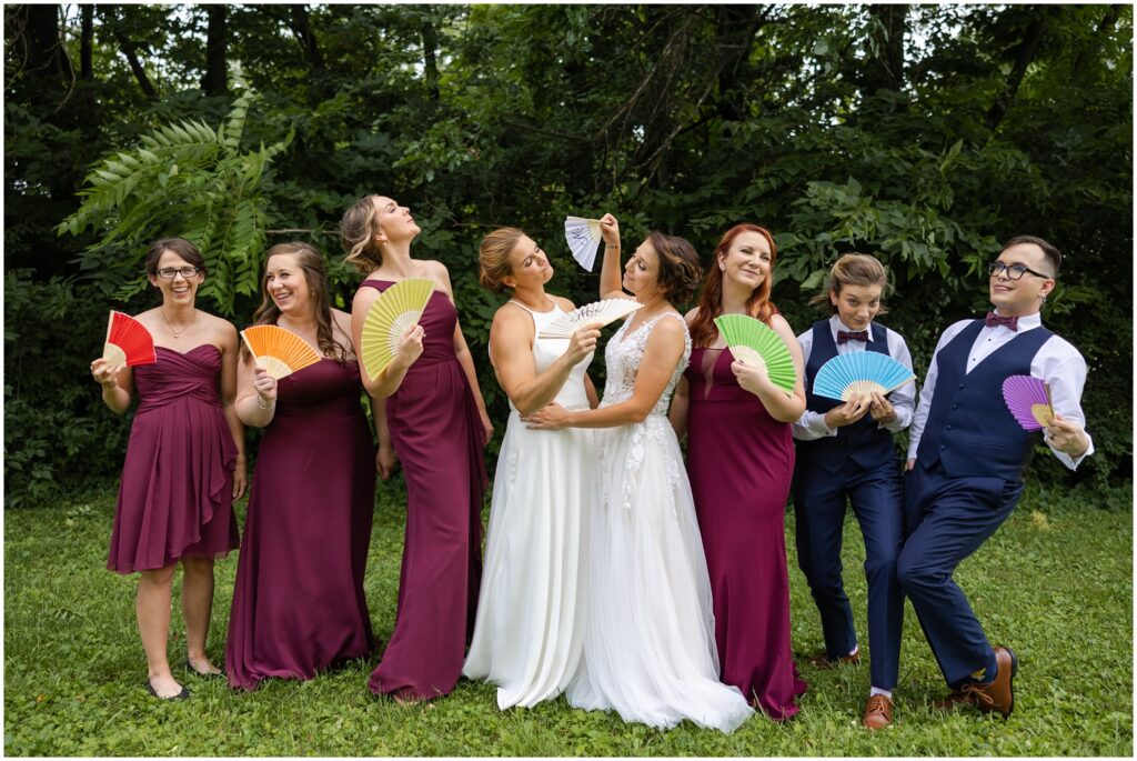 Wedding party with lgbtq colors