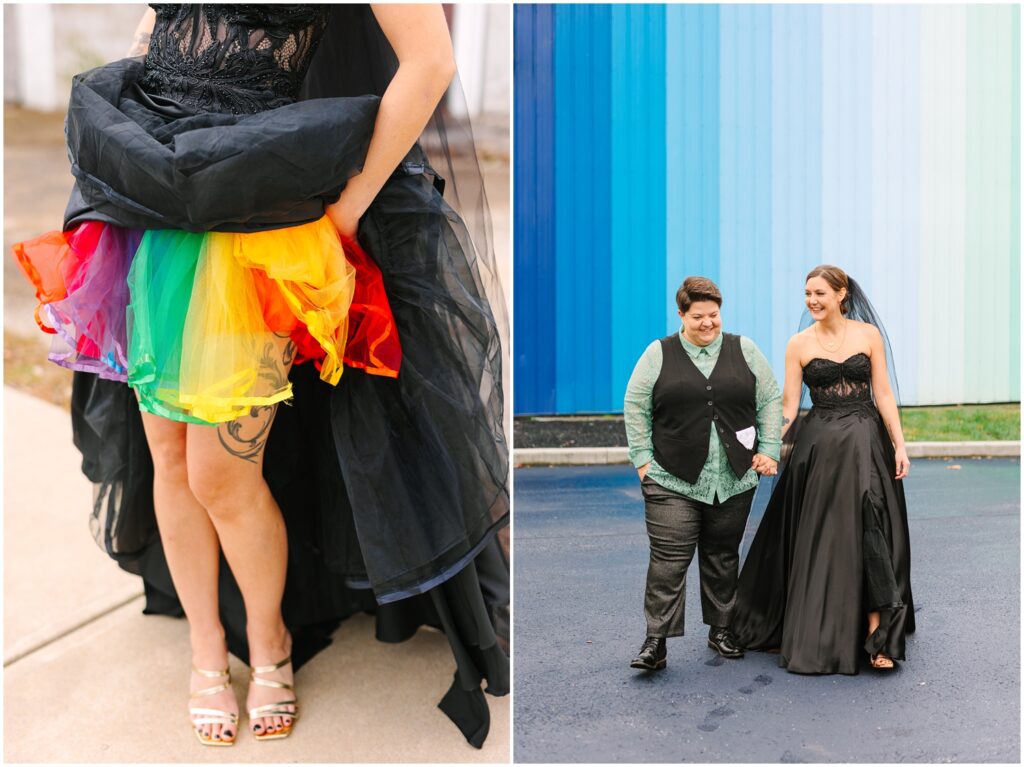 Wedding couple wearing non-traditional wedding attire